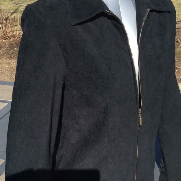 Black Microsuede Jacket with Zipper Size 6 - Picture 3 of 8